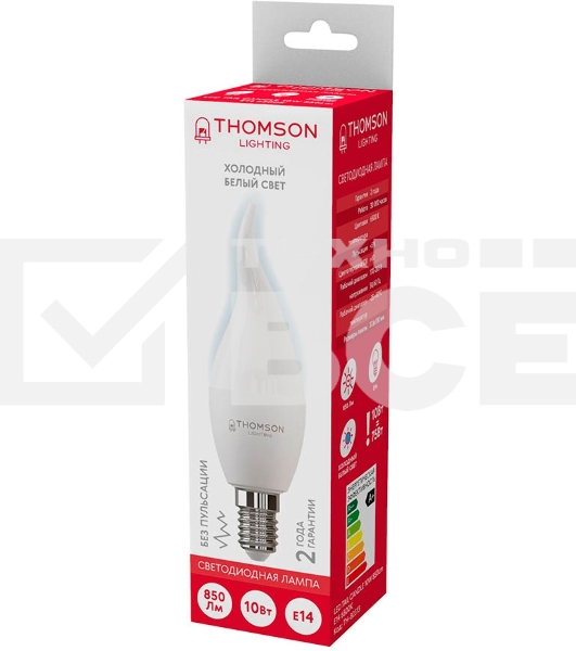 Лампа светодиодная Thomson TH-B2313 10Вт цок.:E14 свеча 220B 6500K св.свеч.бел.хол. Tail Candle (упак.:1шт)