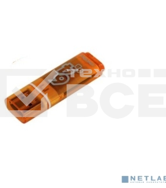 Флешка USB Smartbuy Glossy series Orange (SB64GbGS-Or), 64Gb, USB 2.0, R/W 25/15, оранжевый