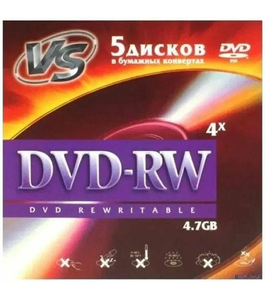 Диски VS DVD-RW 4,7 GB 4x конверт/5
