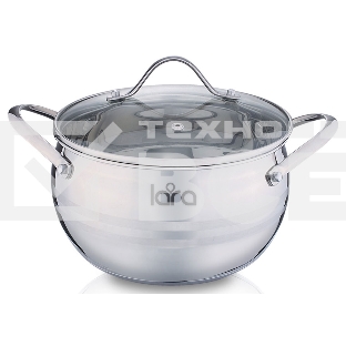 Кастрюля LARA LR02-32 (нерж) Apple 18x10,5 см, 2.7 л, стал. ручки, капсулир индукц дно, крышка стекло