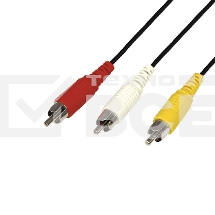 Шнур Rexant 3 RCA - 3 RCA, 7 м, черный (10 шт./уп.)