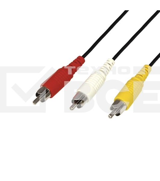 Шнур Rexant 3 RCA - 3 RCA, 7 м, черный (10 шт./уп.)