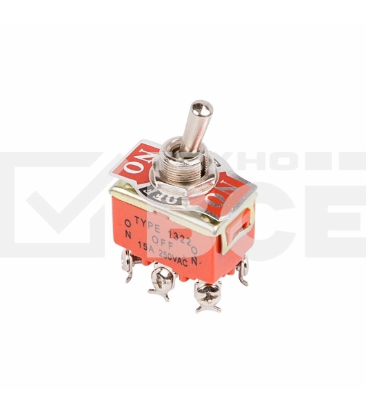 Тумблер 250V 15А (6c) ON-OFF-ON двухполюсный(KN-203)Rexant (в упак. 1шт.)