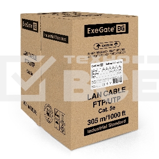 Кабель ExeGate EX289281RUS UTP4-C5e-CU-S25-IN-LSZH-GR-305 UTP 4 пары кат.5e медь, 25AWG, LSZH, бухта 305м, серый