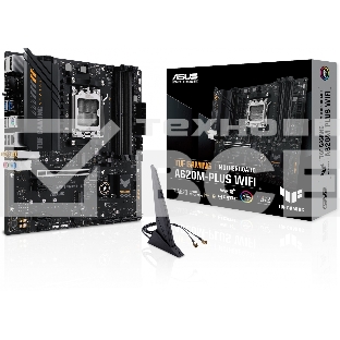 Материнская плата ASUS TUF GAMING A620M-PLUS WIFI, AM5, AMD A620, 4xDDR5, 4xSATA, 2xM.2, 1xPCIe 4.0 x16, 2xPCIe x1, 2xDP, 1xHDMI, 1x 2.5Gb LAN, 4xUSB-A 2.0, 2xUSB-A 3.2 Gen 1, 3x3.5 мм, 7.1, mATX