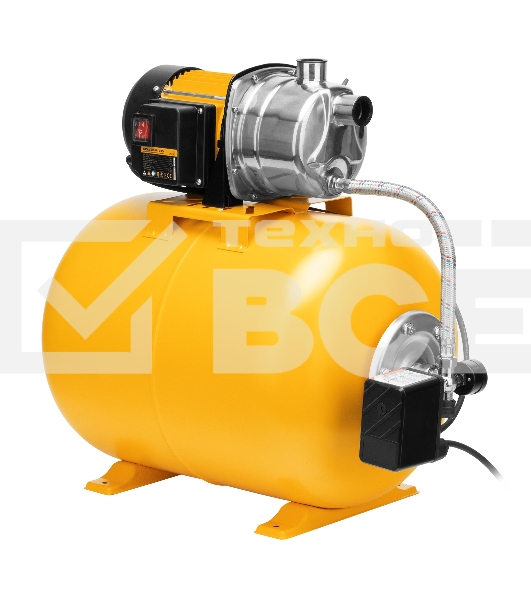 Насосная станция PSL1100X, 1100 Вт, 3600 л/ч, ресивер 50 л, подъем 45 м, нержавейка  Denzel