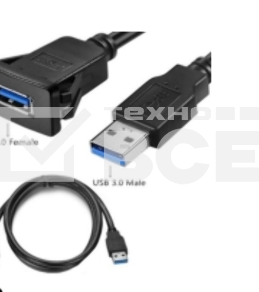 Кабель с разъемами USB 3.0 мама для монтажа - папа 2 м
