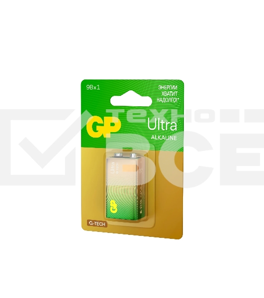Алкалиновая батарейка GP Ultra Alkaline G-Tech 9V Крона - 1 шт. на блистере