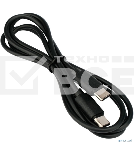 Кабель USB2.0 Гарнизон GCC-USB2-CMCM-1M, Type-C/Type-C, 3А, 60Вт, PD/QC3.0, медь, 1м, черный, пакет