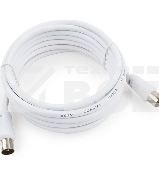 Кабель телевизионный Cablexpert CCV-515-W-3M, Coaxial M/F, белый, 3м