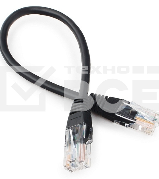 Патч-корд UTP Cablexpert кат.5e 0.25м, литой, многожильный (черный)