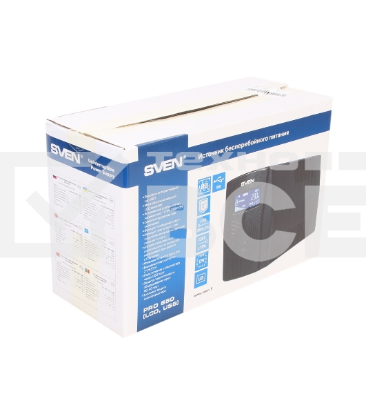 Источник бесперебойного питания SVEN Pro 650 650VA/390W LCD, USB, RJ-45 (2 EURO)