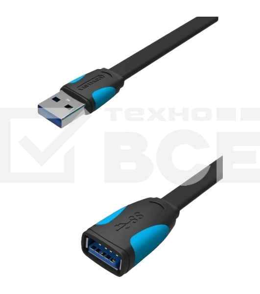 Кабель-удлинитель Vention USB 3.0 AM/AF - 1,5м плоский VAS-A13-B150