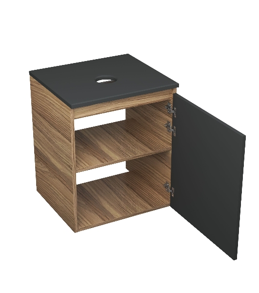 Тумба Bau Dream Blackwood 50 графит, раковина BAU Spectrum mini 47х24 смеситель для раковины высокий Hotel Black, черный, выпуск клик клак, черный