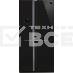 Холодильник Sharp SJ-FS97VBK черное стекло трёхкамерный 393/207 л морозилка снизу, фото2