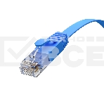 Патч-корд GCR PROF плоский прямой 7.5m, UTP медь кат.6, синий, 30 AWG, ethernet high speed 10 Гбит/с, RJ45, T568B, GCR-52877, фото4