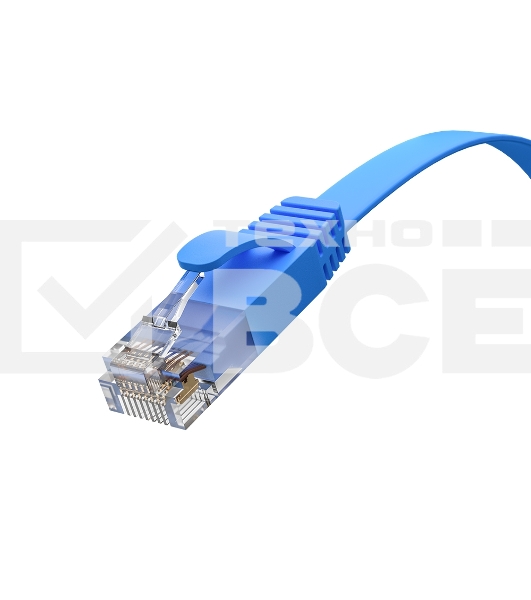 Патч-корд GCR PROF плоский прямой 7.5m, UTP медь кат.6, синий, 30 AWG, ethernet high speed 10 Гбит/с, RJ45, T568B, GCR-52877