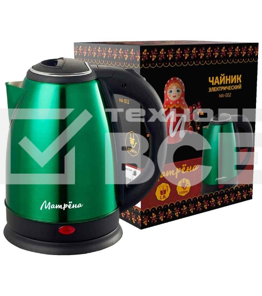Чайник Матрена MA-002 электрический (1,8 л) стальной зеленый