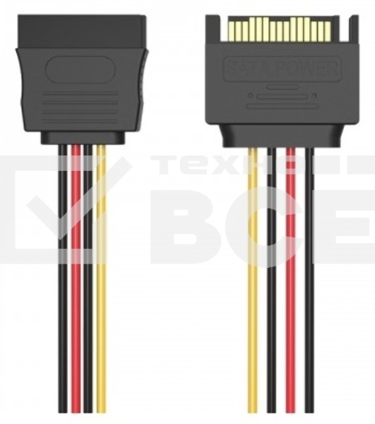 Кабель питания Vention SATA 15 pin M/SATA 15 pin F - 0.3м. KDABY