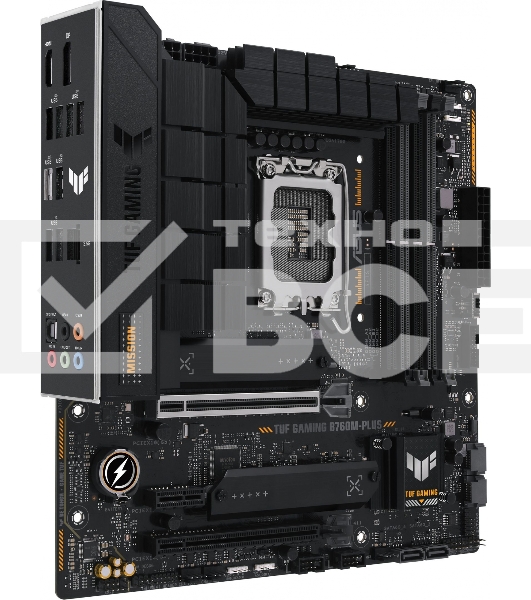 Материнская плата ASUS TUF GAMING B760M-PLUS, LGA 1700, Intel B760, 4xDDR5, 4xSATA, 2xM.2, 1xPCIe 5.0 x16, 1xPCIe 4.0 x4, 1xPCIe x1, 2xUSB-A 3.2 Gen 2, 3xUSB-A 3.2 Gen 1, 2xUSB 2.0, 1xUSB-C 3.2 Gen 2x2, 1x2.5Gb LAN, 5x3.5 мм, 7.1, mATX