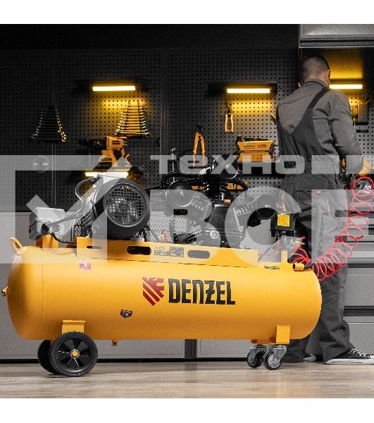 Компрессор воздушный рем. привод BCW3000-T/100, 3,0 кВт, 100 литров, 520 л/минDenzel