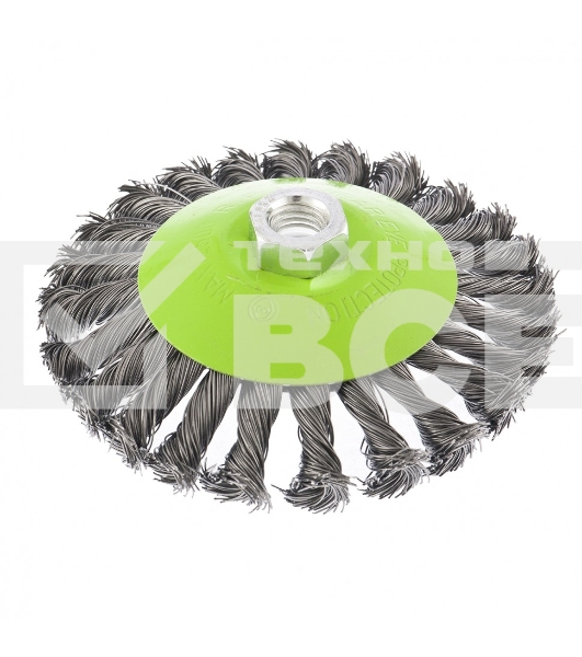 Щетка для УШМ Сибртех 125 мм, М14, Тарелка, крученая проволока 0,5 мм