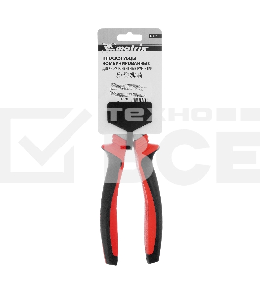 Плоскогубцы комбинированные Matrix 200 мм, хром-ванадий, двухкомпонентные рукоятки