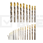 Набор сверл по металлу Denzel 1-13 мм, Р6М5К8-TiN, Golden Tip, 25 шт 723010, фото4