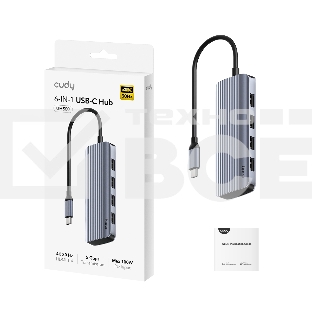 Концентратор USB-C Cudy UH500, 1 USB-C 3.0, 1x 4K@30Hz HDMI Port, 1x 100W USB-C port for PD Charging, 4x USB-A (UH500)