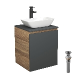 Тумба Bau Dream Blackwood 50 графит, раковина BAU Spectrum mini 47х24 смеситель для раковины высокий Hotel Black, черный, выпуск клик клак, черный, фото6