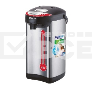 Термопот Centek CT-0082 черный, 5л, 750Вт, 3 способа подачи воды, корпус из нержавеющей стали