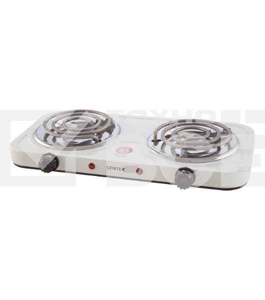 Плита настольная электрическая Centek CT-1509 (белая) 2конфорки ТЭН 140мм, 2000Вт, индикатор работы, усиленный корпус