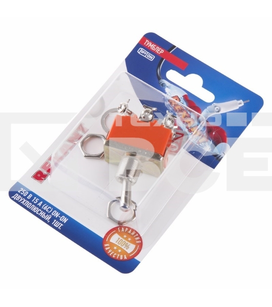 Тумблер Rexant 250V 15А (6c) ON-ON двухполюсный (KN-202) (в упак. 1шт.)