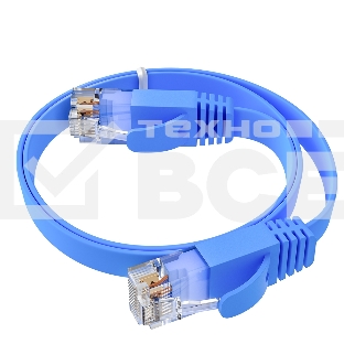 Патч-корд GCR PROF плоский прямой 7.5m, UTP медь кат.6, синий, 30 AWG, ethernet high speed 10 Гбит/с, RJ45, T568B, GCR-52877