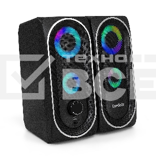 Акустическая система 2.0 ExeGate EX289686RUS Accord 220 (питание USB, 2х3Вт (6Вт RMS), 60-20000Гц, цвет черный, RGB подсветка)