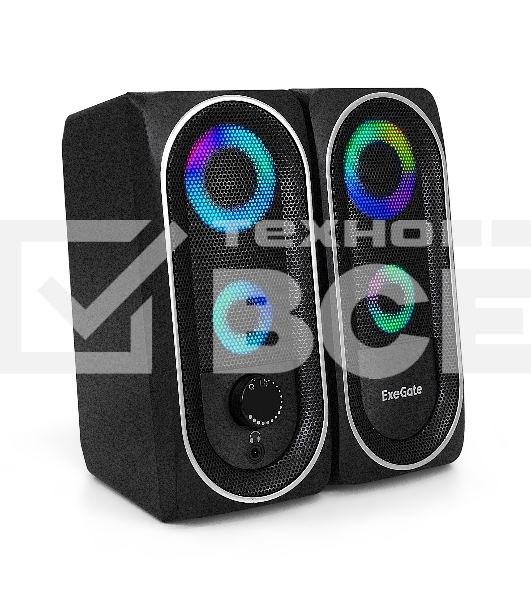 Акустическая система 2.0 ExeGate EX289686RUS Accord 220 (питание USB, 2х3Вт (6Вт RMS), 60-20000Гц, цвет черный, RGB подсветка)