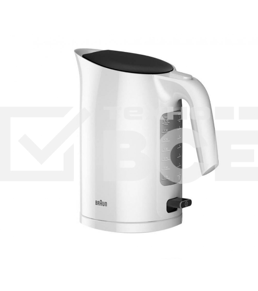 Чайник  Braun  WK3110WH объем 1.7 л мощность 3000 Вт закрытая спираль установка на подставку в любом положении пластиковый корпус