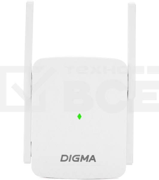 Повторитель беспроводного сигнала Digma D-WR310 (D-WR310V2) N300 Wi-Fi белый