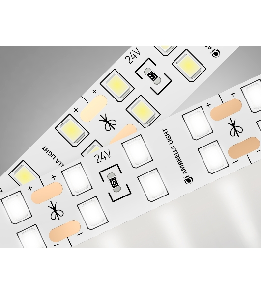 Светодиодная лента Ambrella light GS3602 2835 204Led/ 20W m/ 24V IP20 4500K/ 5000*14*1.2mm (2 конт.)