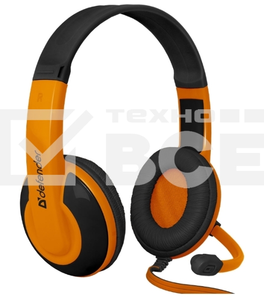 Наушники Defender Warhead G-120 черный/оранжевый кабель 2 м