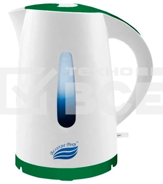 Чайник электрический Великие Реки Томь-1 белый/зеленый