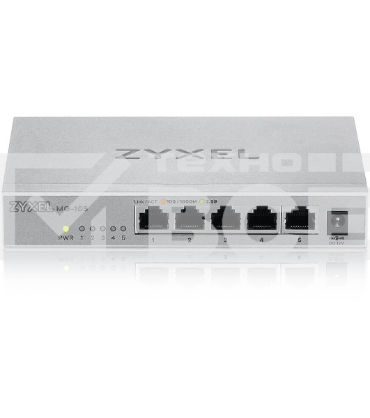 Мультигигабитный коммутатор Zyxel MG-105, 5x1/2,5GE, настольный, бесшумный