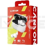 Наушники Canyon TWS-3 Bluetooth headset, with microphone, BT V5.0, Bluetrum AB5376A2, battery EarBud 40mAh*2+Charging Case 300mAh, cable length 0.3m, 62*22*46mm, 0.046kg, White, фото 1