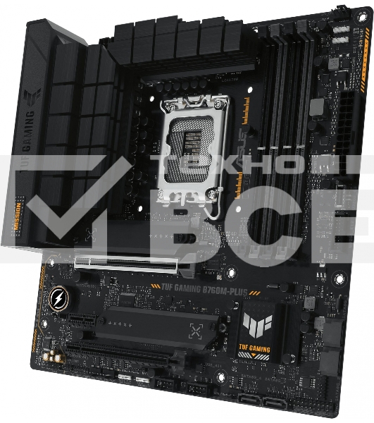 Материнская плата ASUS TUF GAMING B760M-PLUS, LGA 1700, Intel B760, 4xDDR5, 4xSATA, 2xM.2, 1xPCIe 5.0 x16, 1xPCIe 4.0 x4, 1xPCIe x1, 2xUSB-A 3.2 Gen 2, 3xUSB-A 3.2 Gen 1, 2xUSB 2.0, 1xUSB-C 3.2 Gen 2x2, 1x2.5Gb LAN, 5x3.5 мм, 7.1, mATX