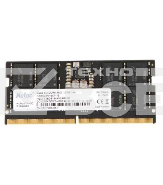 Оперативная память NETAC Basic, DDR5, 16GB (1x16GB), 4800MHz, CL40, SO-DIMM