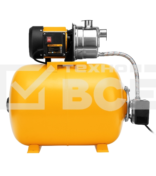 Насосная станция PSL1100X, 1100 Вт, 3600 л/ч, ресивер 50 л, подъем 45 м, нержавейка  Denzel