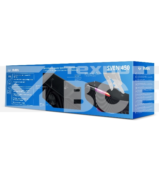 Колонки чёрные Sven 450 2.0 (2x5W, Bluetooth, RGB-подсветка)