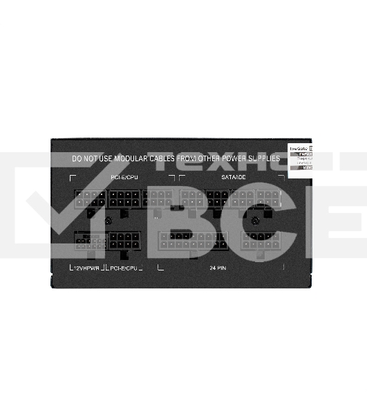 Блок питания 850W ExeGate 80 PLUS® GOLD 850VSP FС (ATX3.0, APFC, КПД 90% (80 PLUS Gold), 120mm fan, 24pin, 2x(4+4)pin, PCIE5.0/12VHPWR, 4xPCI-E, 6xSATA, 3xIDE, 1xFDD, Full Cable Management, black, Color box)