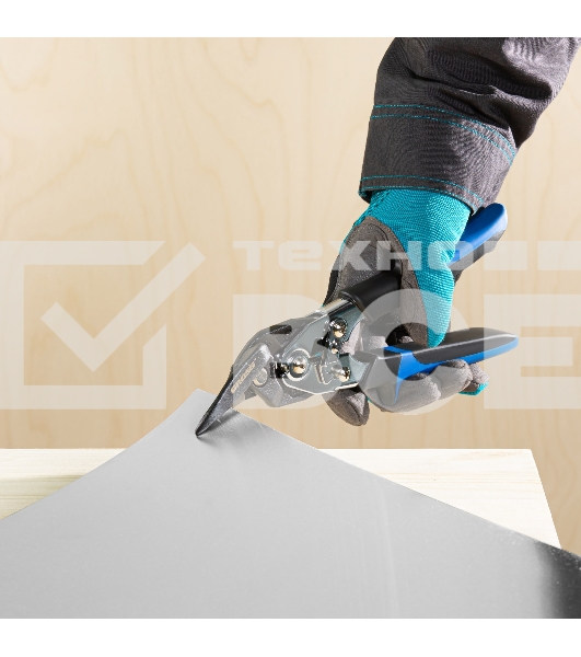 Ножницы по металлу GROSS 78351 усиленные 255мм прямой и правый резсталь-СrMo двухкомп.рукоятки