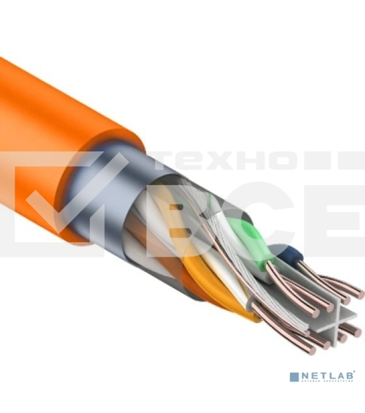 Кабель витая пара Rexant F/UTP, категория 6, 4 x 2 x 0,57 мм, LSZH нг(А)-HF, внутренний, оранжевый, 305м
